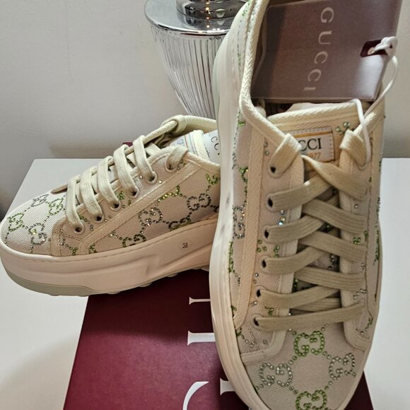 Gucci 1977 crystal G's platform tennis shoe - Picture 5 of 8